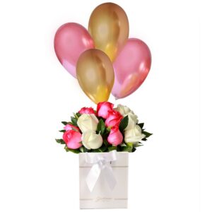 Mix Rosas e Balões no Box