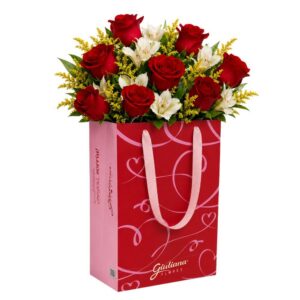 Buquê Maravilha com 8 Rosas Vermelhas - Bag Love